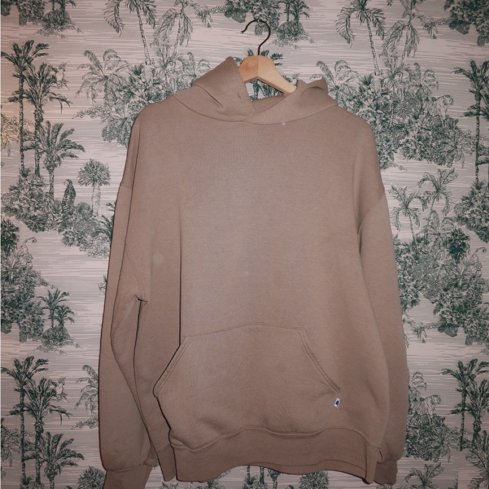 Vintage Russell Athletic Men's Light Brown Hoodie Sweater